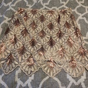 Beige and gold sequin mini-skirt